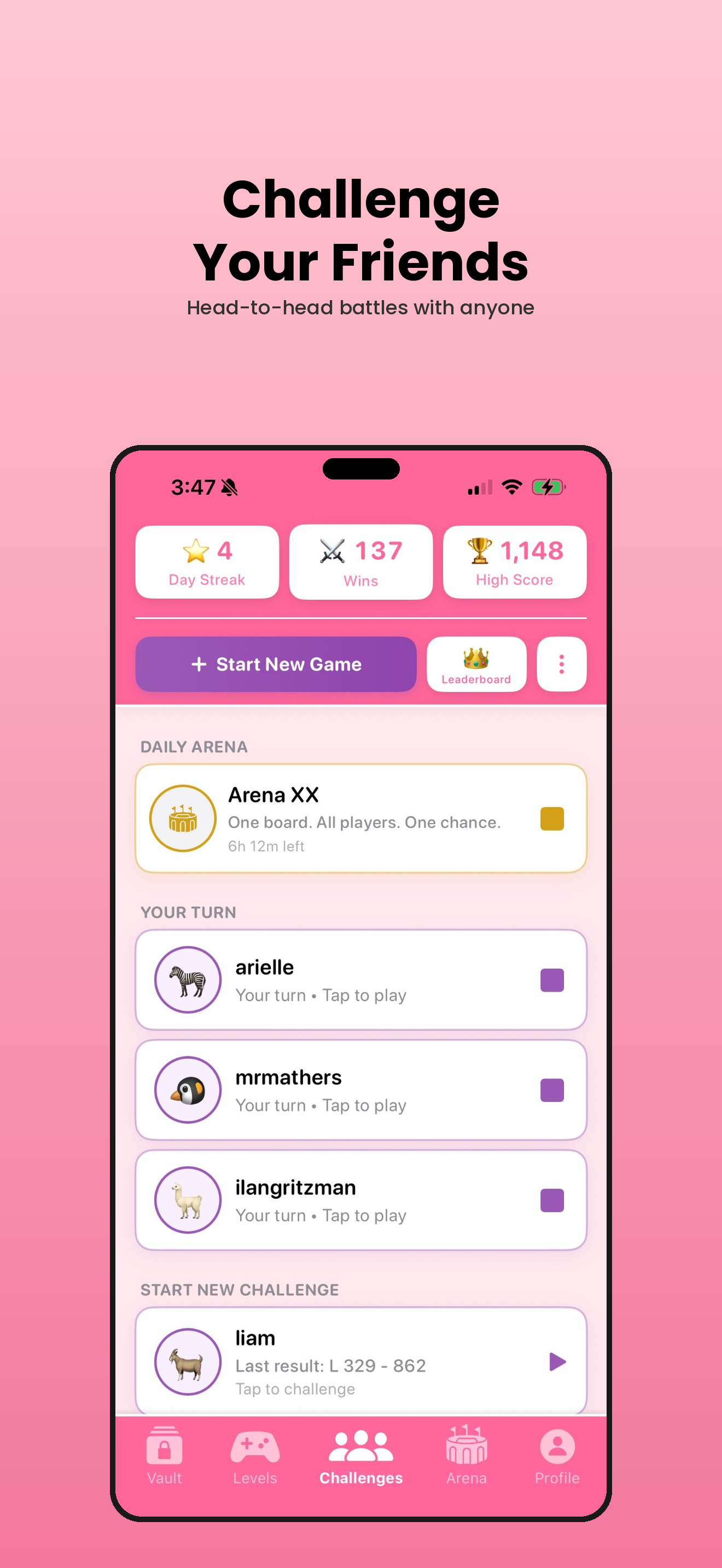 Challenge your friends head-to-head